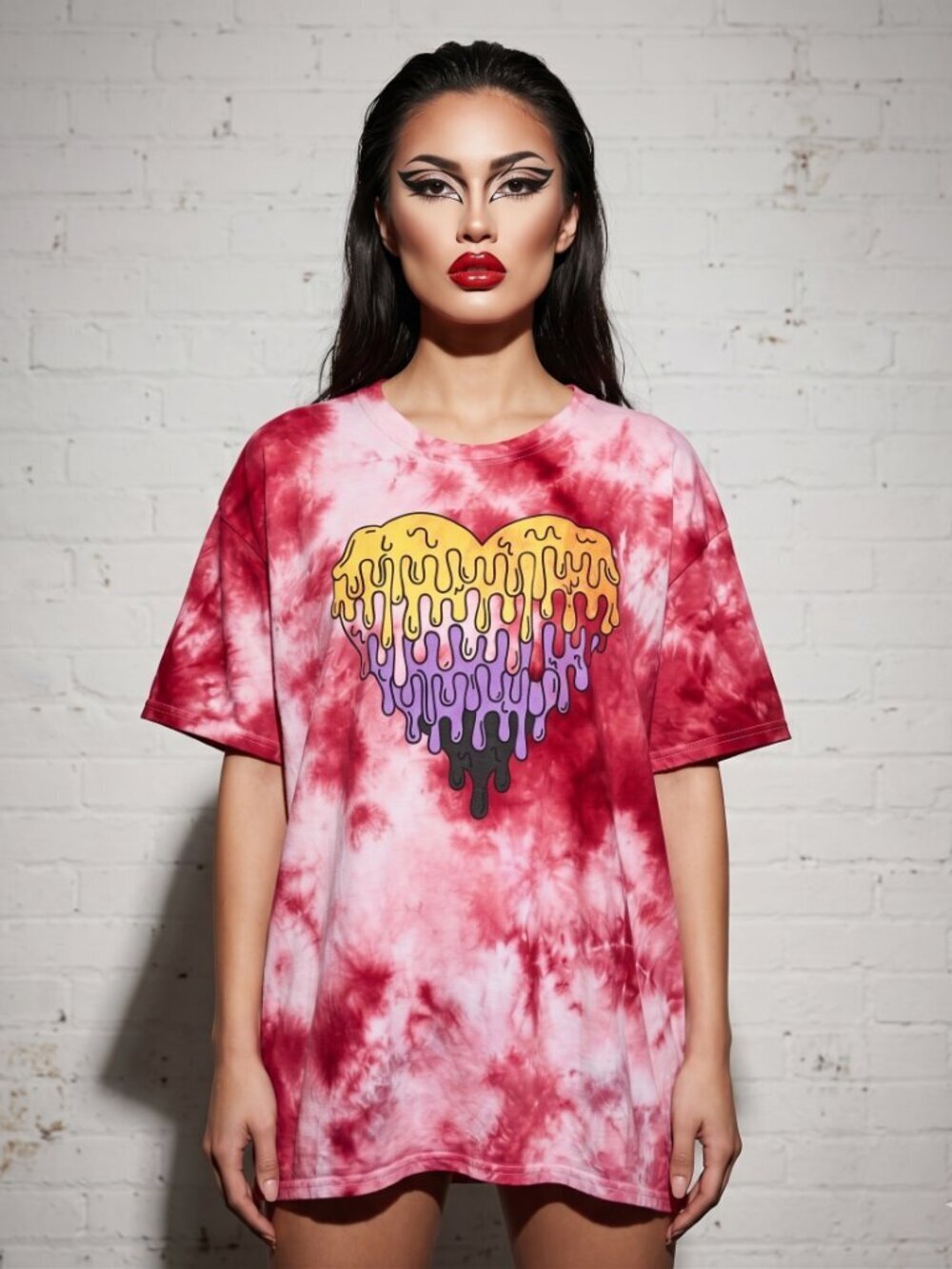 Rare Spencers Shirt Tie Dyed Cotton Red Tee T-shirt Size Extra large Heart XL